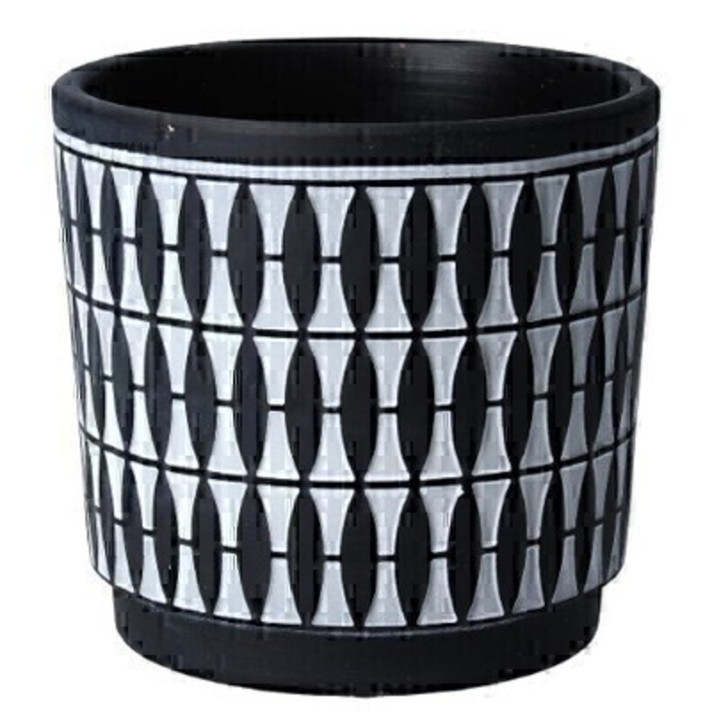 This black terracotta pot cover with a geometric design is made by the London based designer Gisela Graham who designs really beautiful gifts for your home and garden. It is suitable for an artifical or real plant. Great to show off your plants and would make an ideal gift for a gardener or someone who likes plants. Also available in other colours.